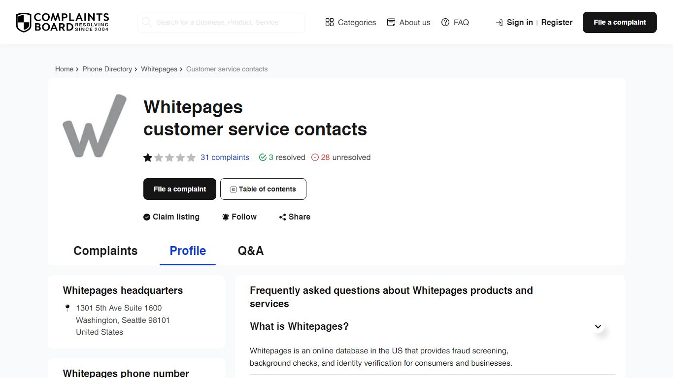 Whitepages Contact Number, Email, Support, Information